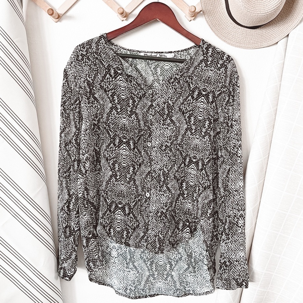 Anthropologie Michael Stars Snake Print Button Down Blouse
